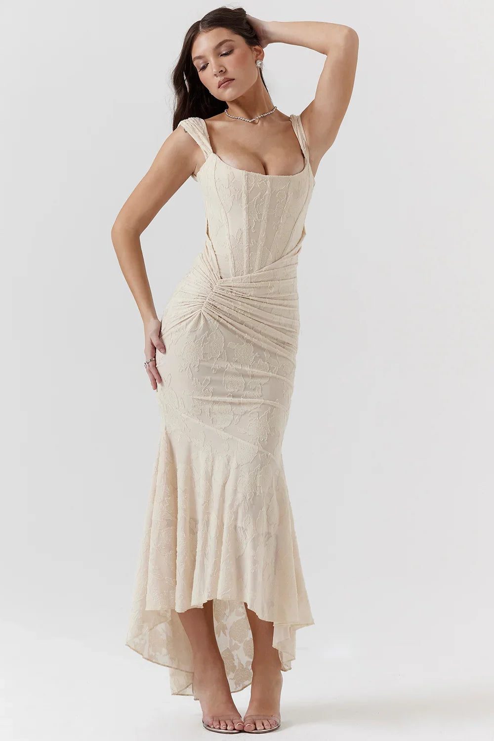 Wedding Guest Wrap Midi Dress for Women with Scoop Neckline