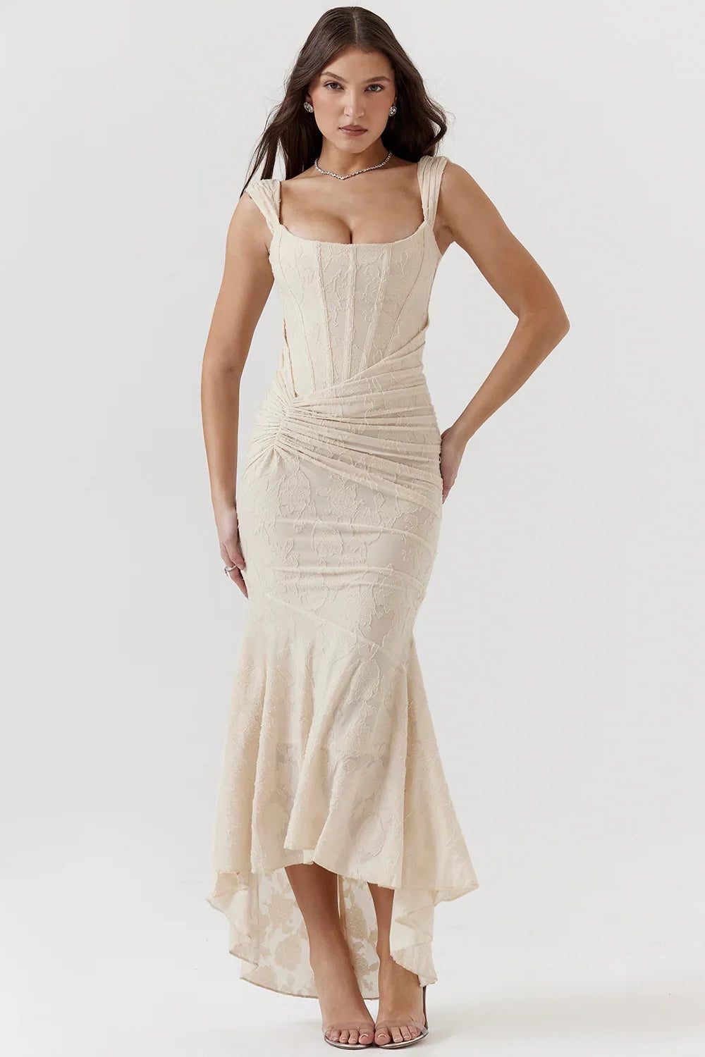 Wedding Guest Wrap Midi Dress for Women with Scoop Neckline