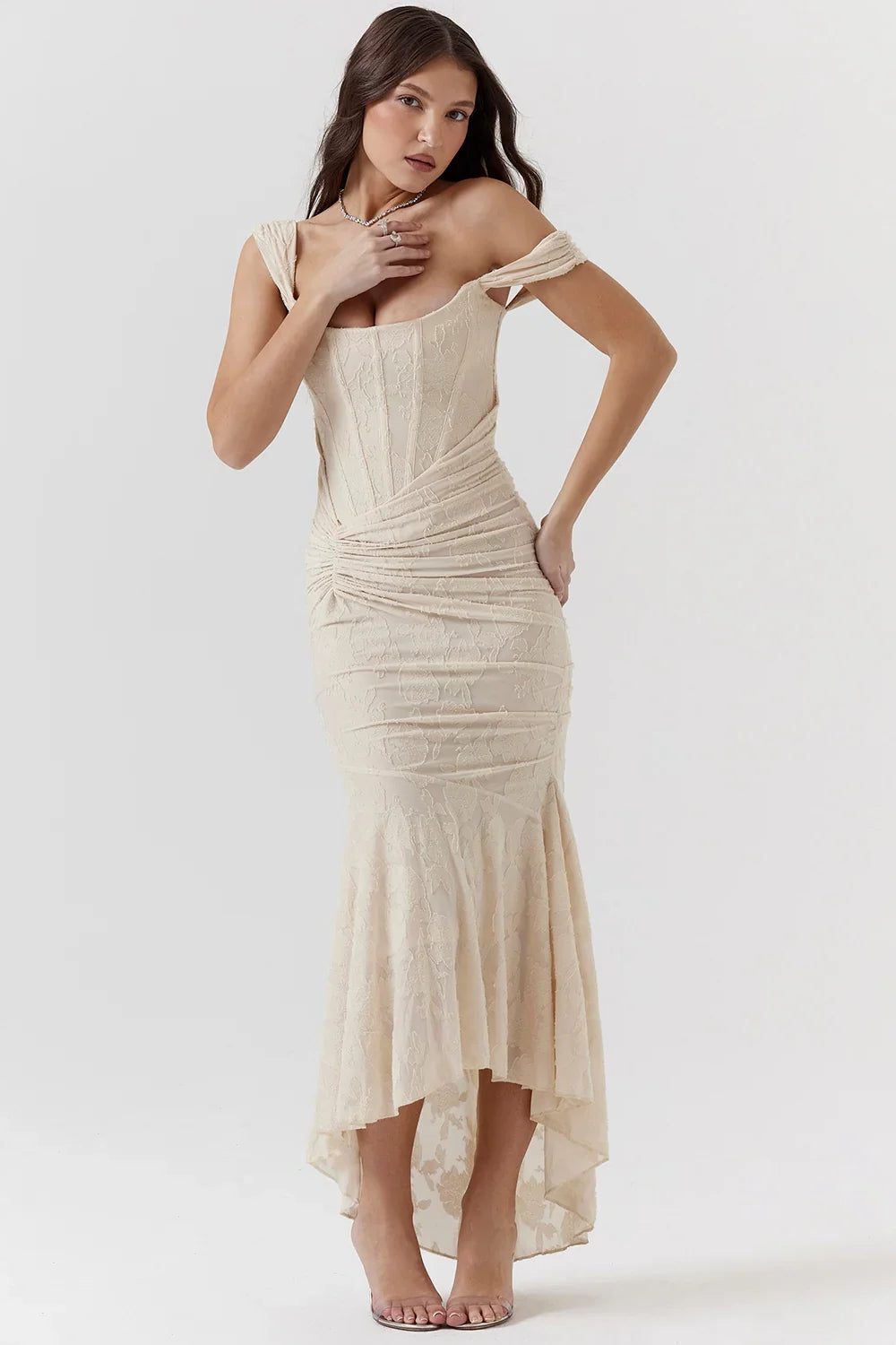 Wedding Guest Wrap Midi Dress for Women with Scoop Neckline